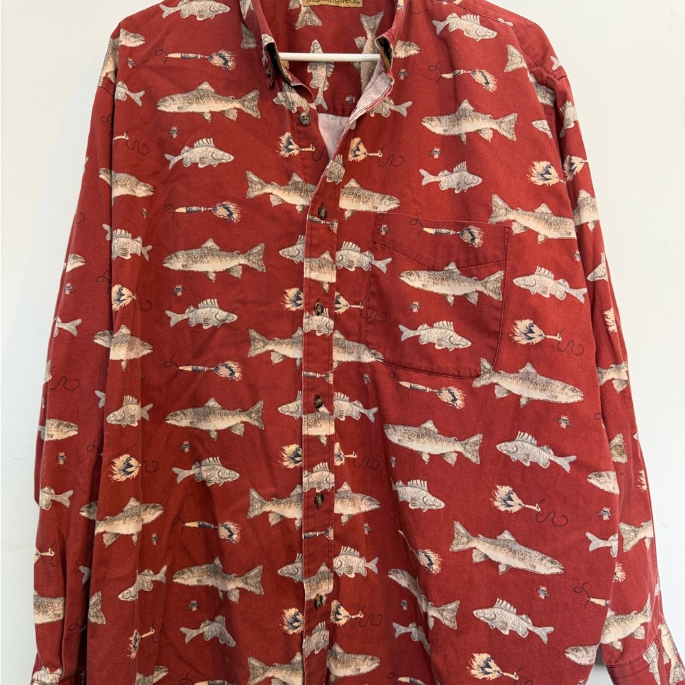 MunsingWear Long-sleeve button down fish print shirt men's XL/XG